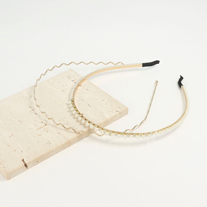 カチューシャセット ジグザグメタル パール | ヘアアクセサリー