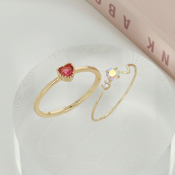 セットリング 9号 ハート カラーストーン 2本セット | リング,セット