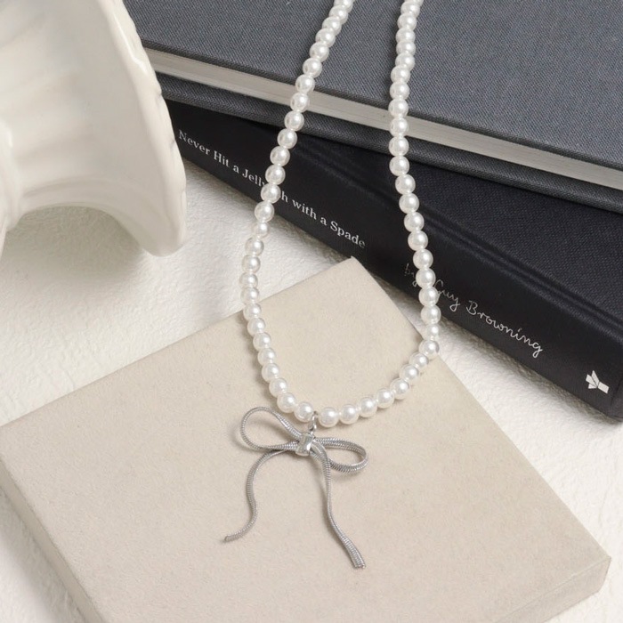 ネックレス パール チェーンリボン | ネックレス,パール | Mignon de