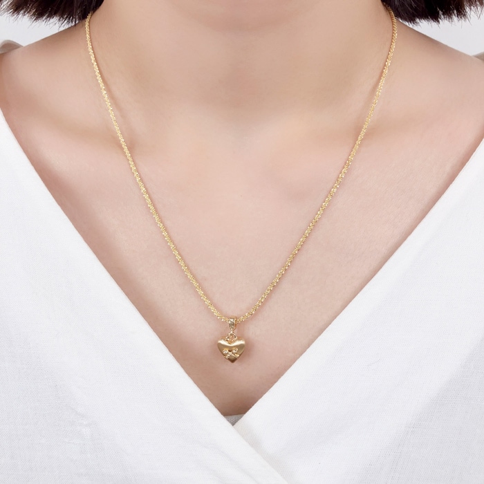 ネックレス ハート リボン メタル マット | ネックレス,ハート