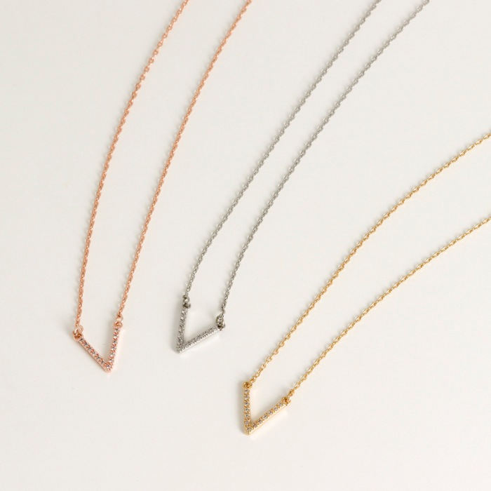 ネックレス V キュービック【3color】 | キュービックジルコニア