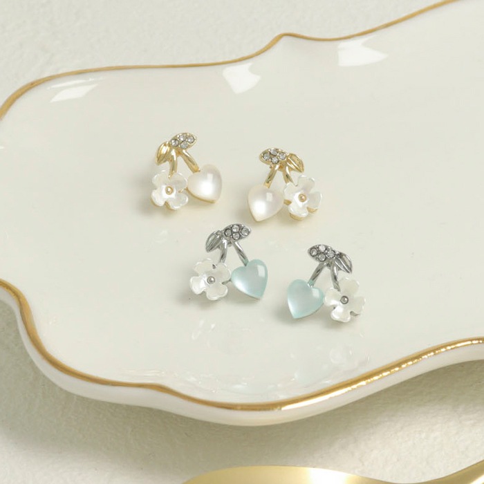 残りわずか】ピアス チェリー型 フラワー ハート【3color】 | ピアス