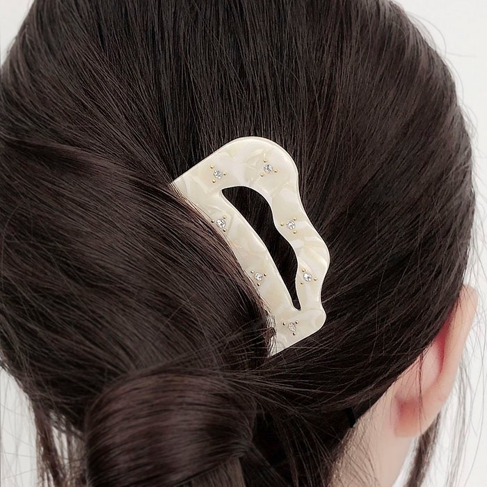 コーム アクリル ウェーブ ストーン ホワイト | ヘアアクセサリー