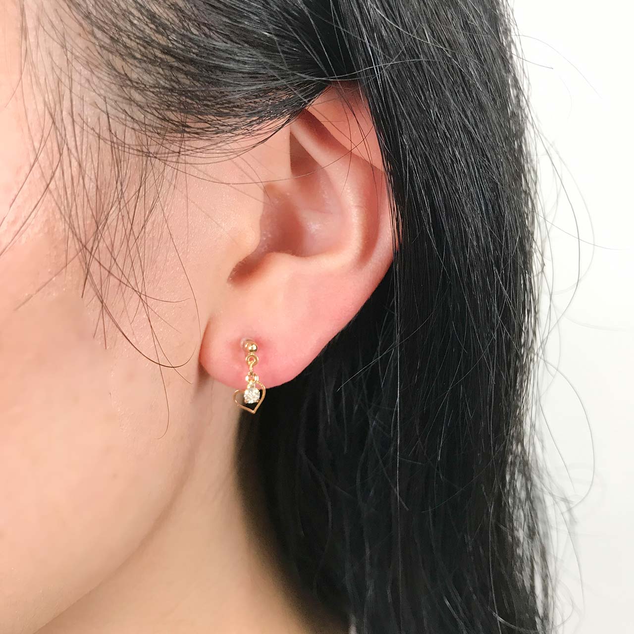 ノンホール ハートメタル×ビジュー | イヤリング,ノンホール,ハート