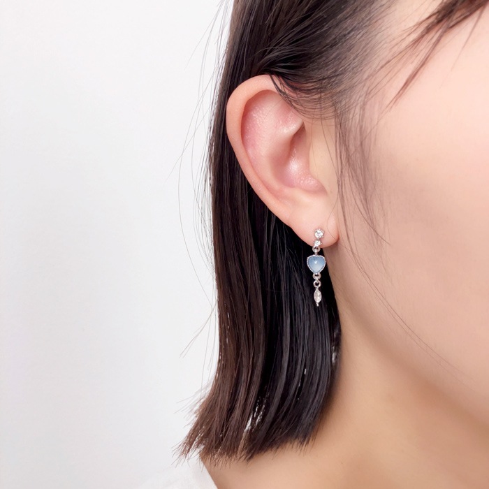 樹脂ピアス ビジュー ハート ストーン【3color】 | ピアス,樹脂ピアス