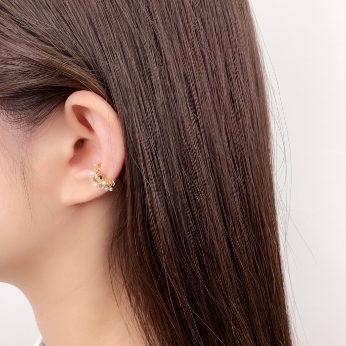 イヤーカフ パール ビジュー 2連風 | イヤリング,イヤーカフ,単品