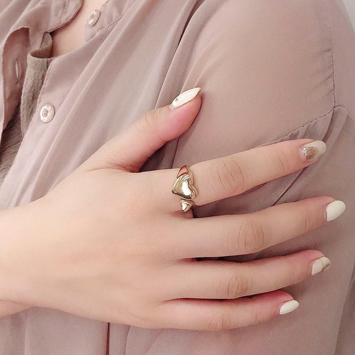 フォークリング 13号 ダブルハート メタル | リング,ハート | Mignon