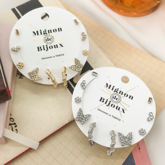 セットピアス 10個 5ペア バタフライ ロープメタルフープ ピアス セットピアス ピアス10個セット Mignon De Bijoux Online Shop