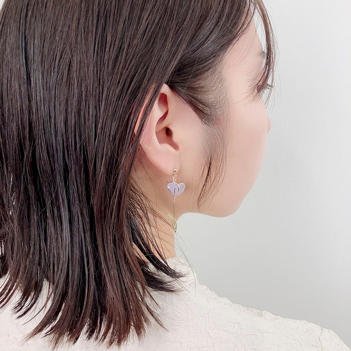 残りわずか】【パープル完売】ピアス チューリップ エポ パステル