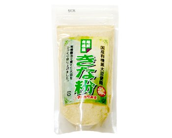 大豆の目利きでもある越前味噌の匠が作った秋場さんが育てた北海道産有機黒大豆使用きな粉100g マルカワみそ