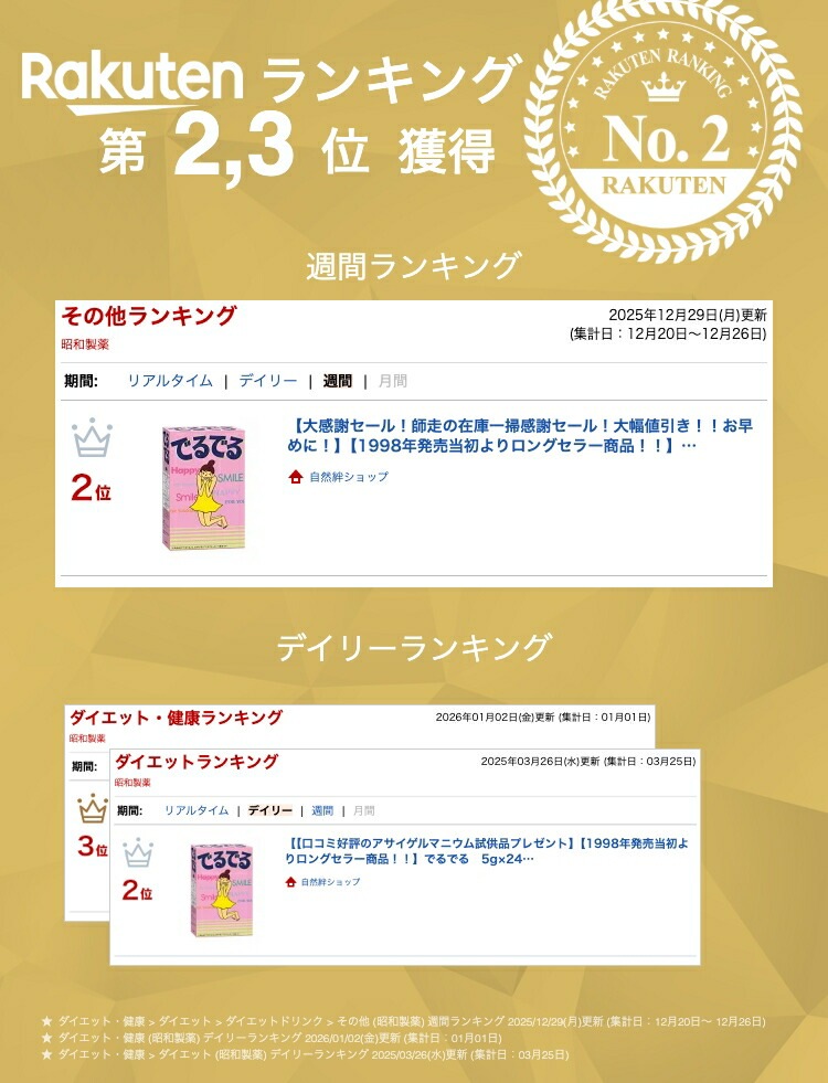 【出荷地が同一商品で複数個ご注文の場合、1個口送料にします】【1998年発売当初よりロングセラー商品!!】でるでる 5g×24包入り
