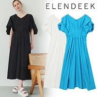 ELENDEEK 2WAY SLEEVE TUCK 黒ロングワンピースA145 | keeen.co.th