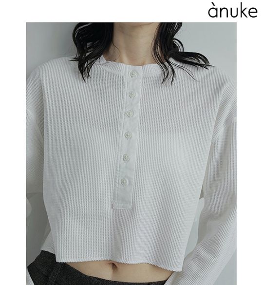 SOLD OUT】anuke アンヌーク Waffle Henley Tops 62520628 /キャンセル