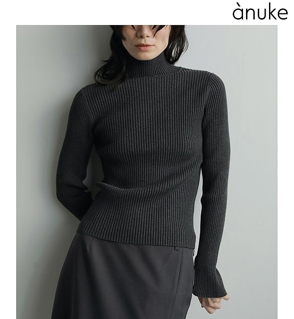 5日間限定10%OFF 5/18(月)まで】anuke アンヌーク Slit Turtle Knit