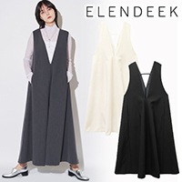 期間限定10%OFF】ELENDEEK エレンディーク DEEP V NECK A-LINE OP