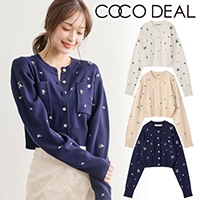 SOLD OUT】COCODEAL ココディール 小花/ハート刺繍ニットカーディガン
