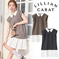 LILLIAN CARAT リリアンカラット ノーカラーフリルツイードジャケット