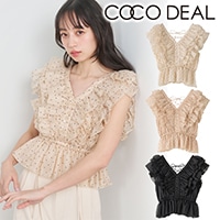 COCO DEAL フロッキードットフリルブラウス 再入荷】COCODEAL ココディール フロッキードットフリルブラウス