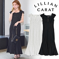 LILLIAN CARAT リリアンカラット ノーカラーフリルツイードジャケット