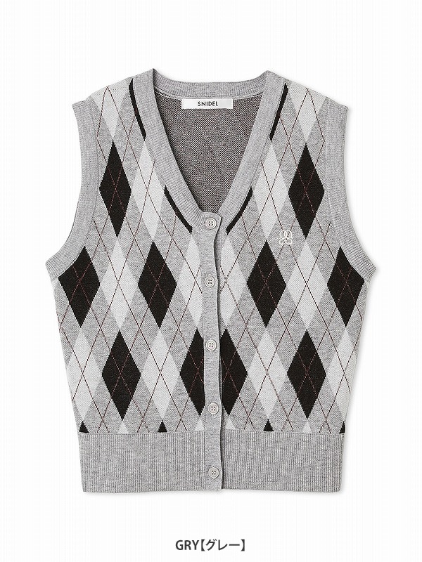 SOLD OUT】【期間限定10%OFF】SNIDEL スナイデル アーガイルニットジレ