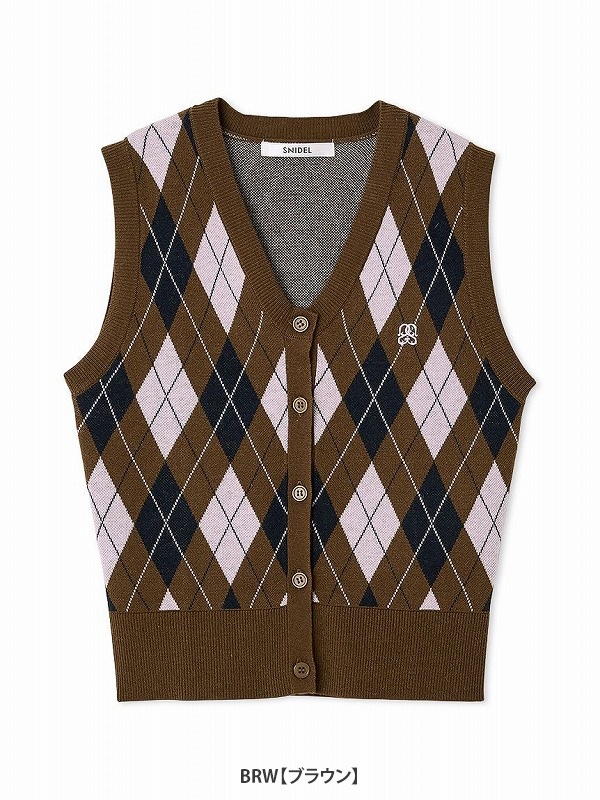SOLD OUT】【期間限定10%OFF】SNIDEL スナイデル アーガイルニットジレ