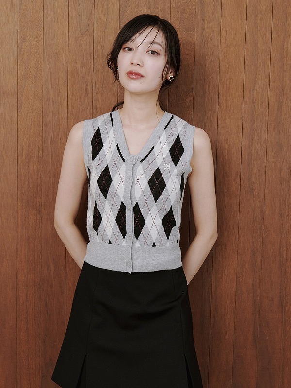 SOLD OUT】【期間限定10%OFF】SNIDEL スナイデル アーガイルニットジレ