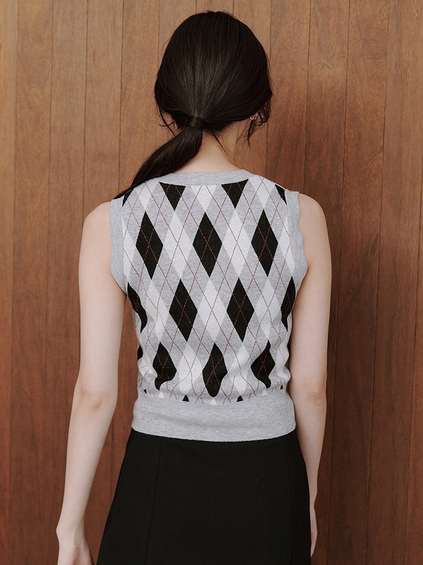 SOLD OUT】【期間限定10%OFF】SNIDEL スナイデル アーガイルニットジレ