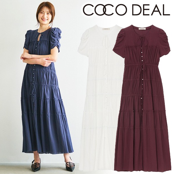SOLD OUT】COCODEAL ココディール /コットン楊柳ティアード半袖 