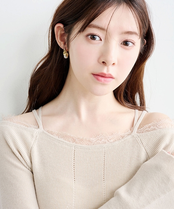 COCODEAL ココディール レースディティールオフショルニットワンピース