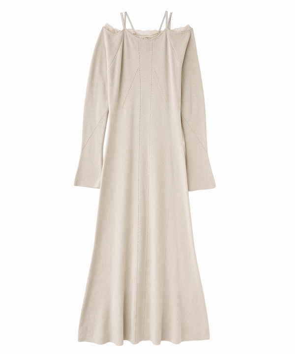 予約商品】COCODEAL ココディール レースディティールオフショルニット