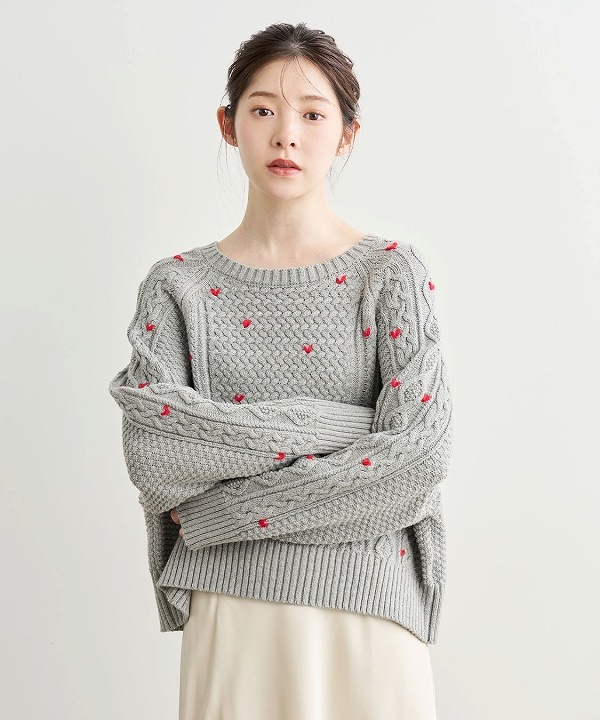 SALE40%OFF】COCODEAL ココディール ハート刺繍ケーブルニット