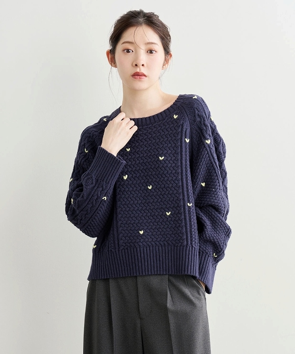 SALE40%OFF】COCODEAL ココディール ハート刺繍ケーブルニット