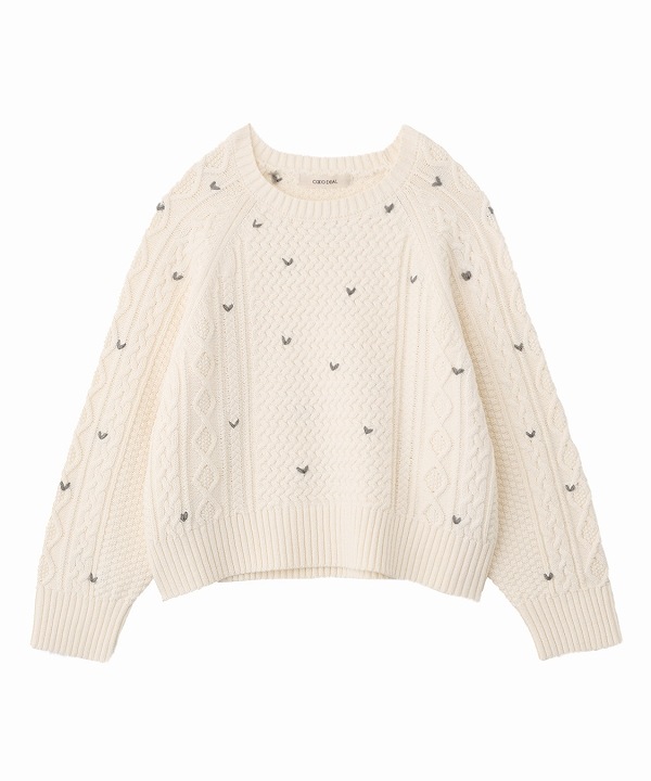 SALE30%OFFOFF】COCODEAL ココディール ハート刺繍ケーブルニット