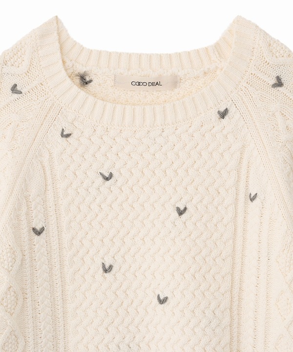 SALE20%OFF】COCODEAL ココディール ハート刺繍ケーブルニット