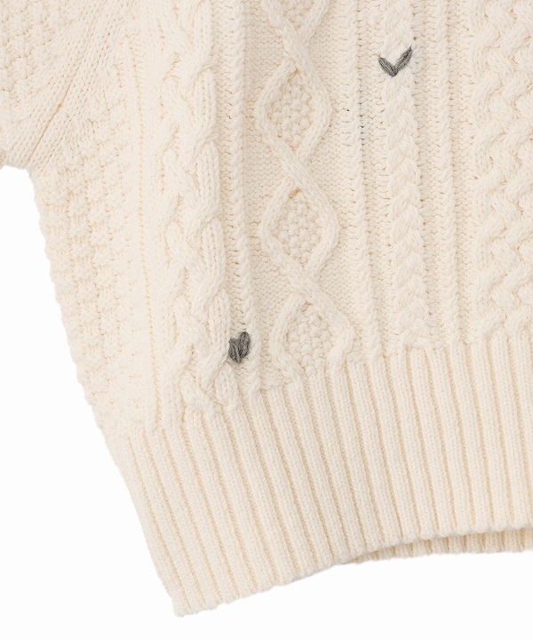COCODEAL ココディール ハート刺繍ケーブルニット 75731416