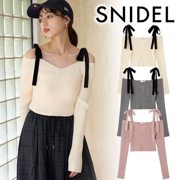 PRE SALE30%OFF】SNIDEL スナイデル ショルダーリボンオフショルニット