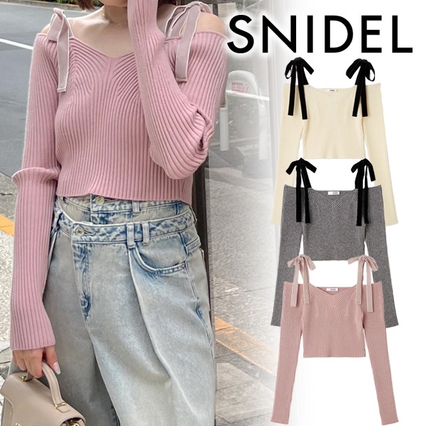SALE40%OFF】SNIDEL スナイデル ショルダーリボンオフショルニットプル