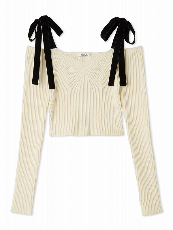 PRE SALE30%OFF】SNIDEL スナイデル ショルダーリボンオフショルニット