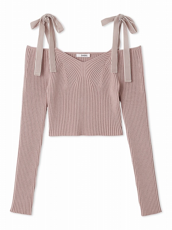 snidel ショルダーリボンオフショルニットプルオーバー SNIDEL｜ショルダーリボンオフショルニットプルオーバー | Rakuten