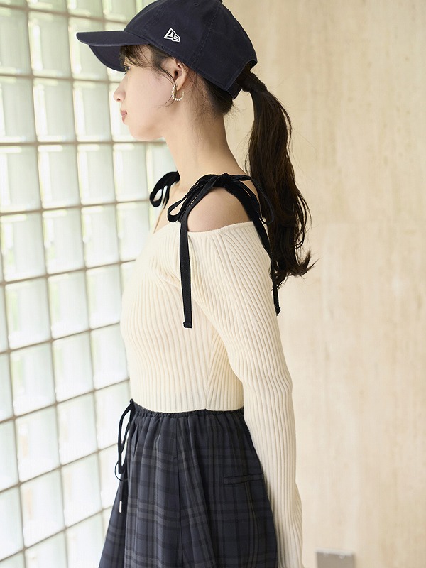 [スナイデル] ショルダーリボンオフショルニットカーデ SWNT254240 ショルダーリボンオフショルニットプルオーバー(ニット