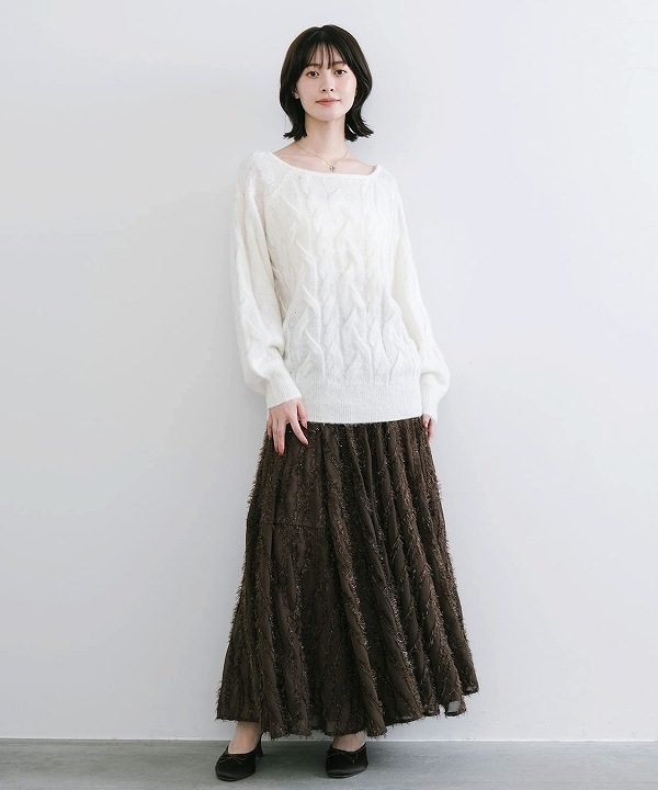 COCODEAL ココディール ウェーブフラッフィーフレアスカート 75717408