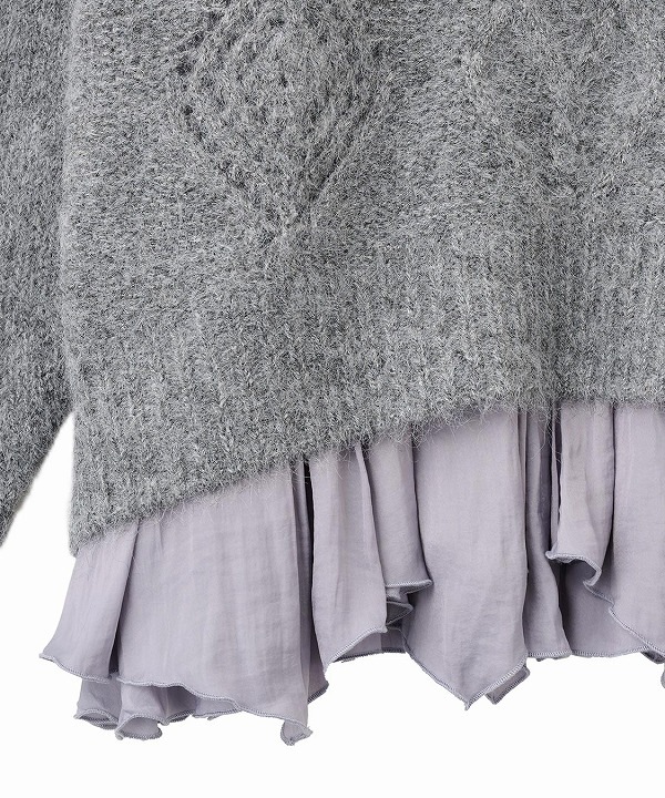 COCODEAL ココディール ケーブルニット×ペプラムシャツミニワンピース