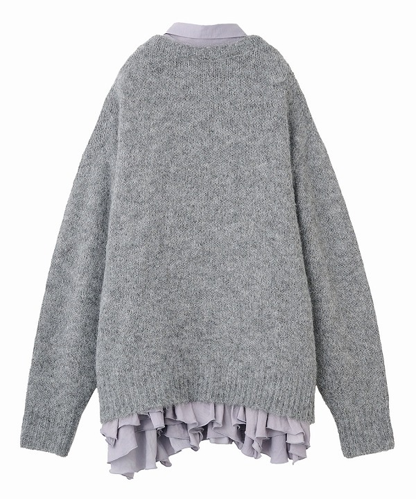 COCODEAL ココディール ケーブルニット×ペプラムシャツミニワンピース