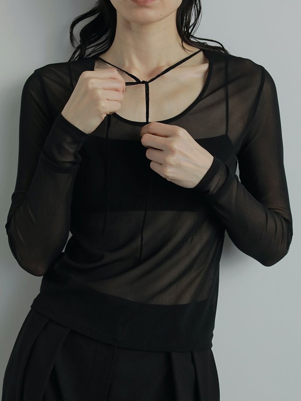 【美品】anuke アンヌーク コンビネーション黒 SOLD OUT】anuke アンヌーク 2way Sheer Tops 62520609