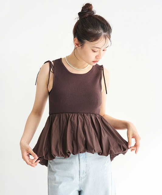 COCO DEAL 布帛ドッキングバルーンノースリニット COCODEAL ココディール 布帛ドッキングバルーンノースリニット