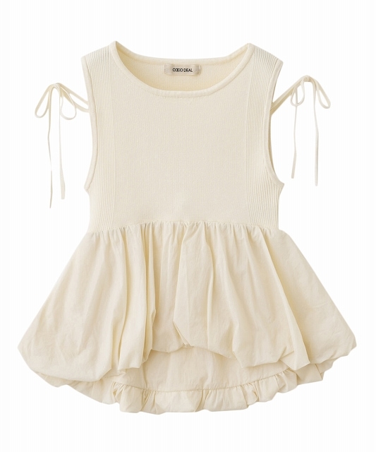 COCODEAL ココディール 布帛ドッキングバルーンノースリニット