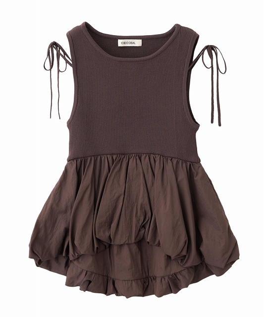 COCODEAL ココディール 布帛ドッキングバルーンノースリニット