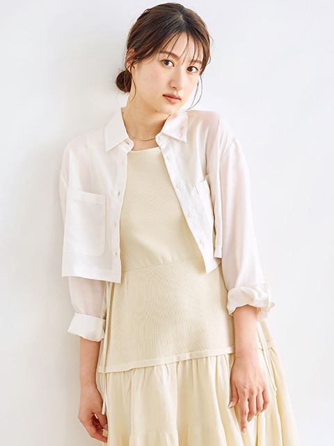 SALE50%OFF】COCODEAL ココディール クロップド刺繍シャツ 75218380