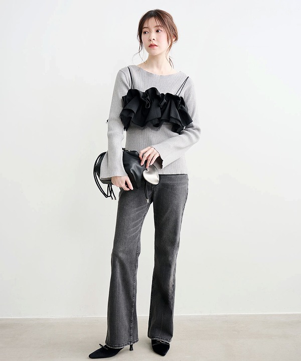 COCODEAL ココディール フリルビスチェレイヤードリブニット 76118549