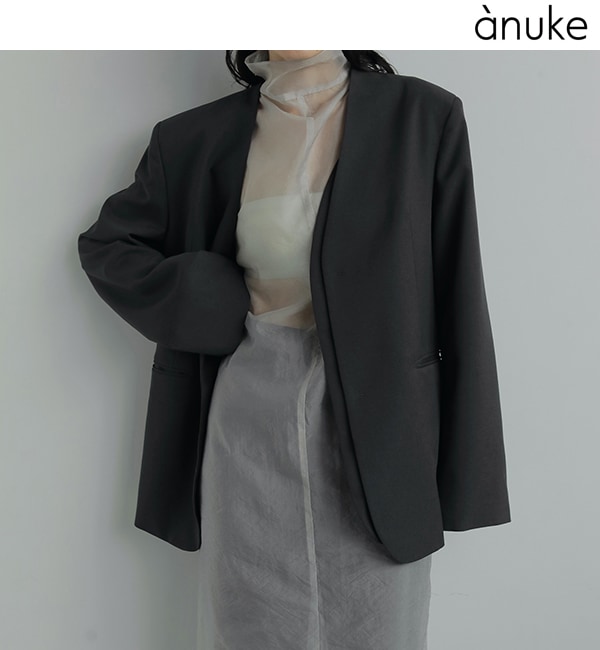 新品　anuke アンヌーク Collarless Over Jacket ànuke online store（アンヌーク） / Collarless Over